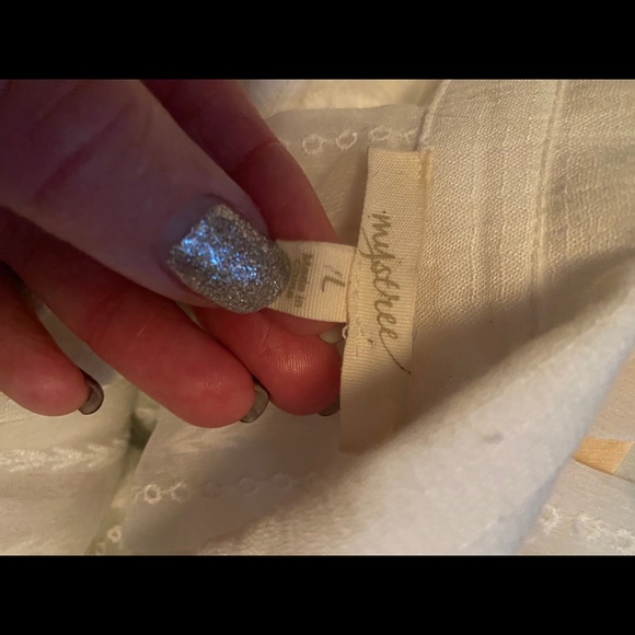 Mystree sheer white front tie blouse sz large - Picture 3 of 3